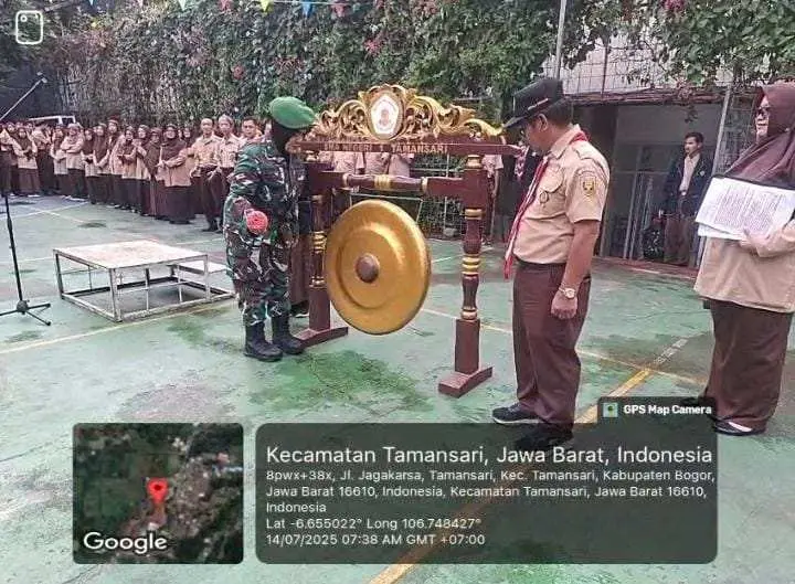 Danramil 2113/Ciomas Hadiri Upacara Bendera dan Pembukaan MPLS Panca Waluya SMAN 1 Tamansari
