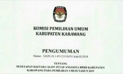 Pengumuman Daftar Caleg DPRD Kabupaten Karawang 2019