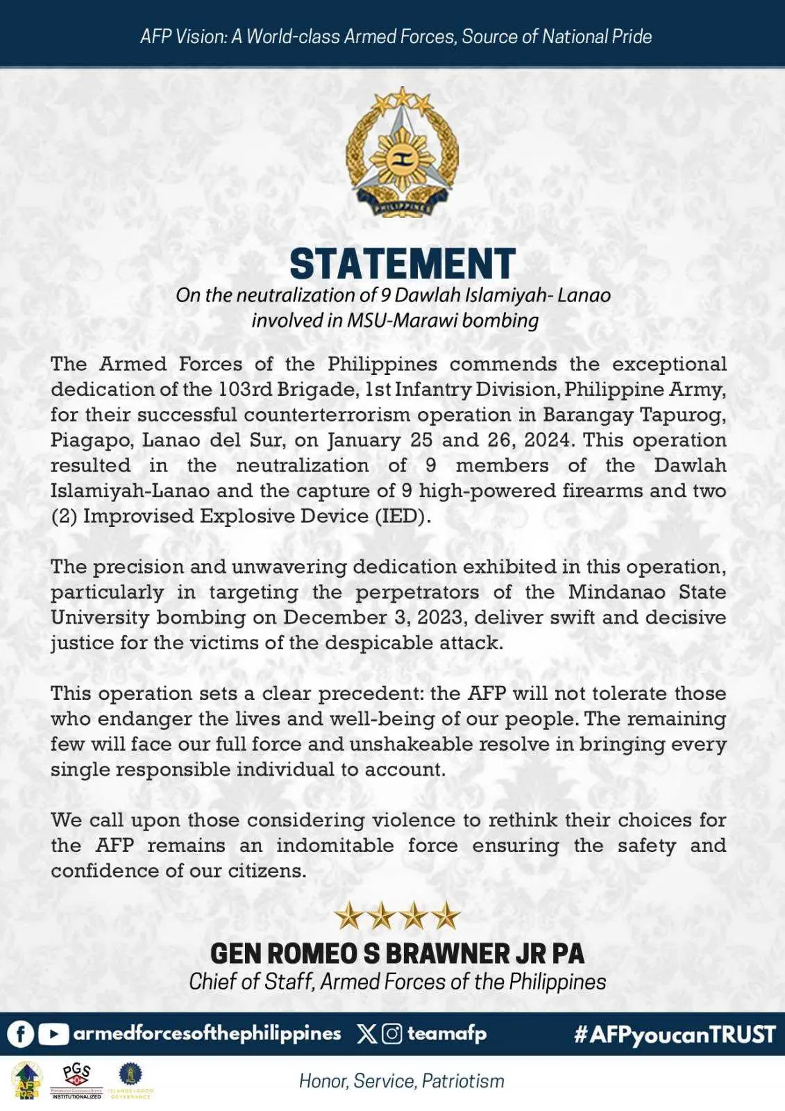 Militer Filipina Tewaskan 9 Militan Dalam Operasi Dua Hari