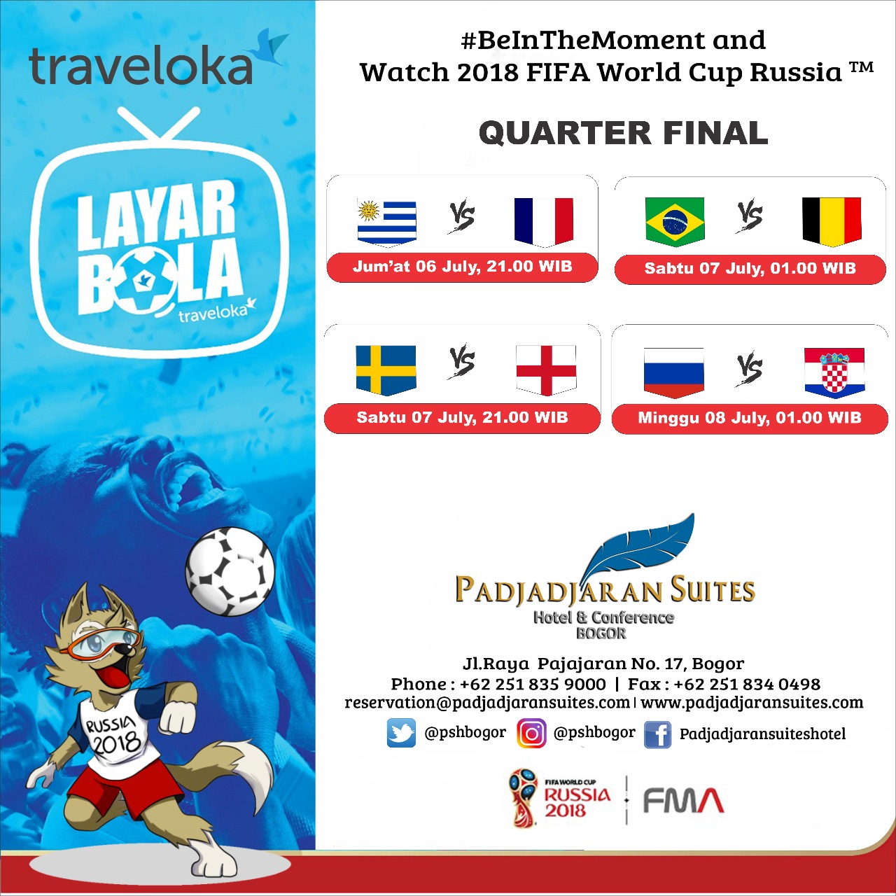 Bagi Kamu Penggila Bola, Mari Nobar Perempat Final Piala Dunia 2018 di Padjadjaran Suites Hotel Kota Bogor